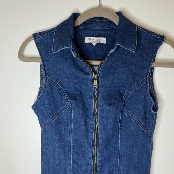 Guess brand Y2K denim stretch jumpsuit with exposed zipper, size 2 - Picture 3 of 8